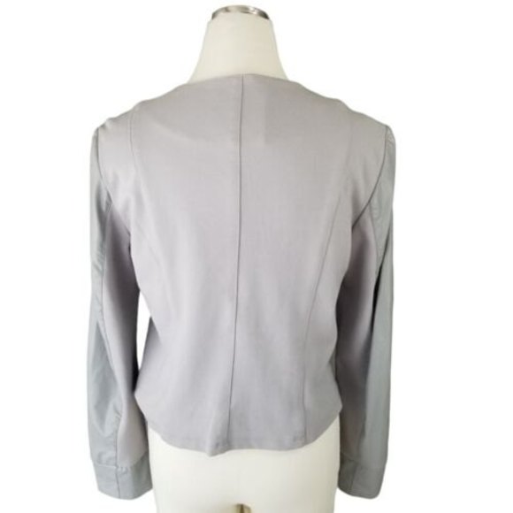 Kut From The Kloth Dahliana Gray Vegan Leather Ruffle Moto Jacket Medium - Picture 7 of 12